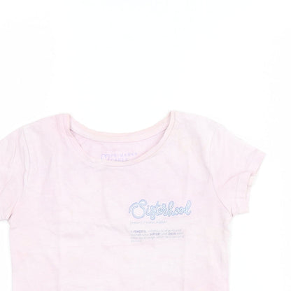 Primark Girls Pink  100% Cotton Pullover T-Shirt Size 4-5 Years Round Neck Pullover