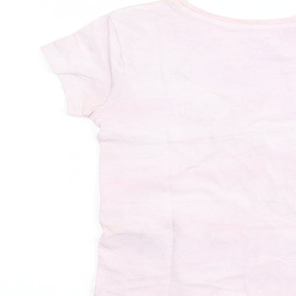 Primark Girls Pink  100% Cotton Pullover T-Shirt Size 4-5 Years Round Neck Pullover