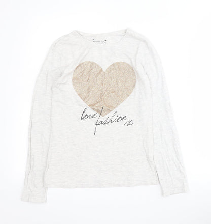 Primark Girls Grey  Cotton Pullover T-Shirt Size 12-13 Years Round Neck Pullover
