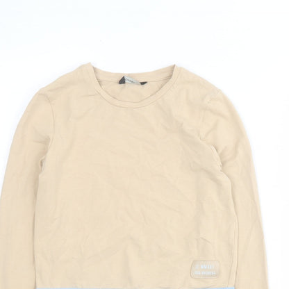 George Girls Beige  Cotton Cropped T-Shirt Size 9-10 Years Round Neck Pullover