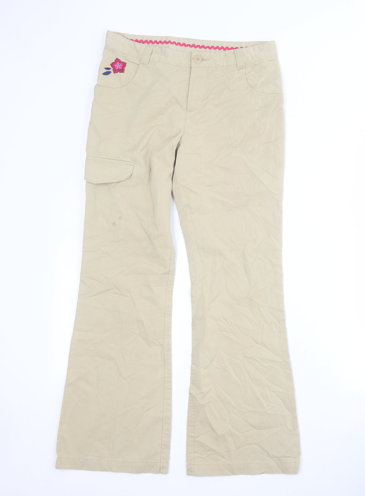 REI Girls Brown  Cotton Cargo Trousers Size M  Regular Zip