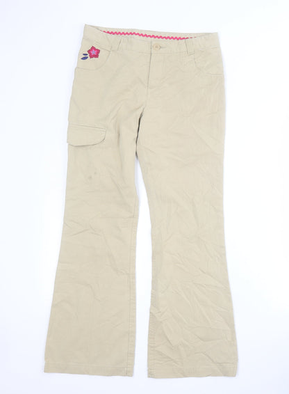 REI Girls Brown  Cotton Cargo Trousers Size M  Regular Zip