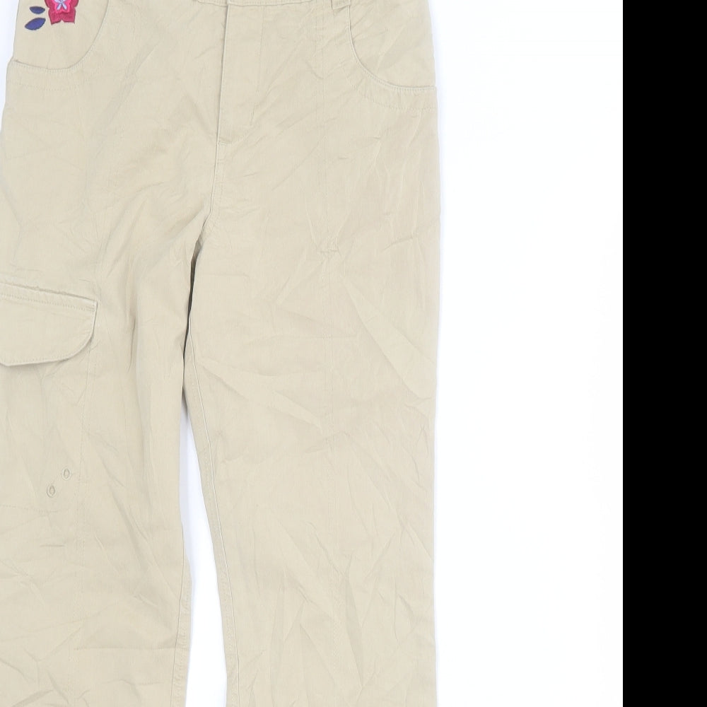 REI Girls Brown  Cotton Cargo Trousers Size M  Regular Zip