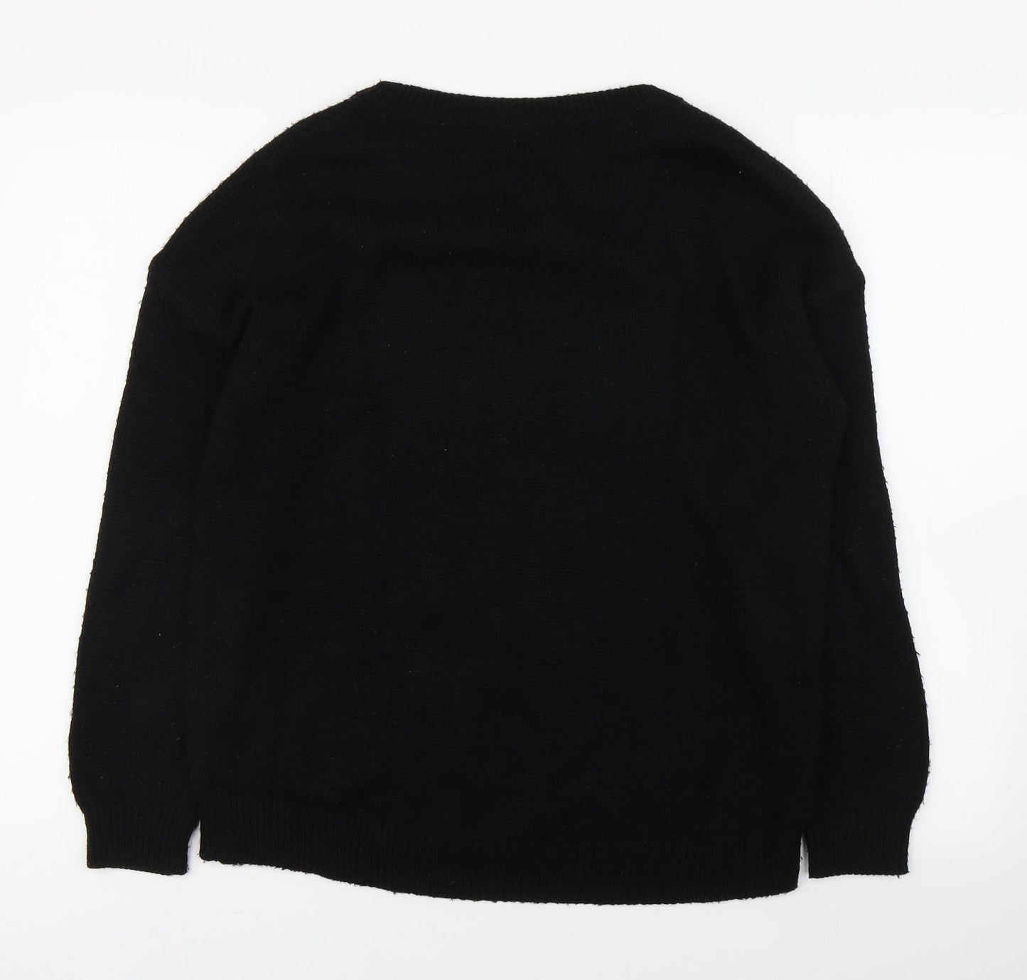George Womens Black Boat Neck  Acrylic Pullover Jumper Size 12