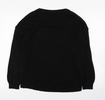 George Womens Black Boat Neck  Acrylic Pullover Jumper Size 12