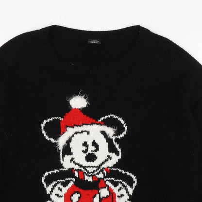 George Womens Black Boat Neck  Acrylic Pullover Jumper Size 12