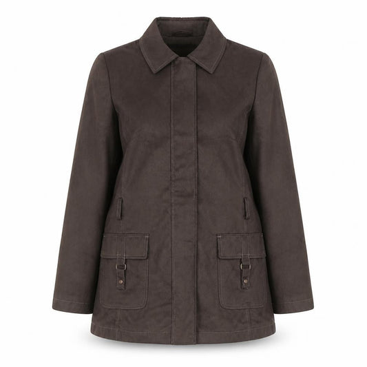 Front view of Bonmarché women’s grey jacket coat, size S, zip