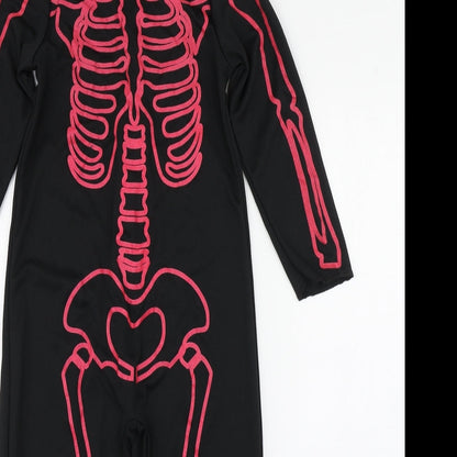 Wilko Girls Black  Polyester Jumpsuit One-Piece Size 5-6 Years  Hook & Loop - Skeleton Costume