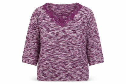 Bonmarché Womens Purple Scoop Neck Polyester Pullover Jumper Size L