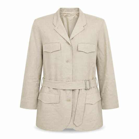 Front view of Next Too women’s beige trench coat coat, size UK 12, button
