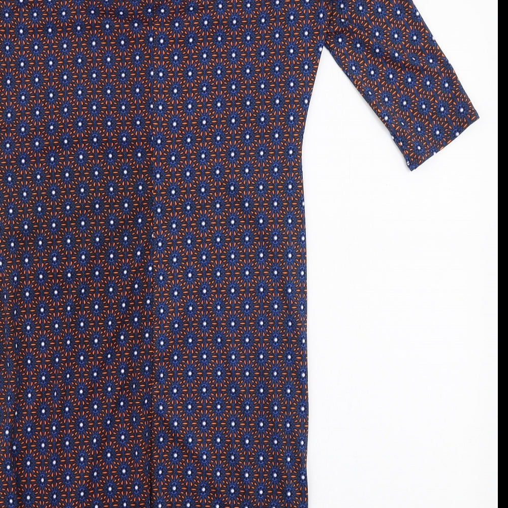 Dunnes Stores Womens Multicoloured Geometric Polyester Pencil Dress  Size 12  Round Neck Pullover