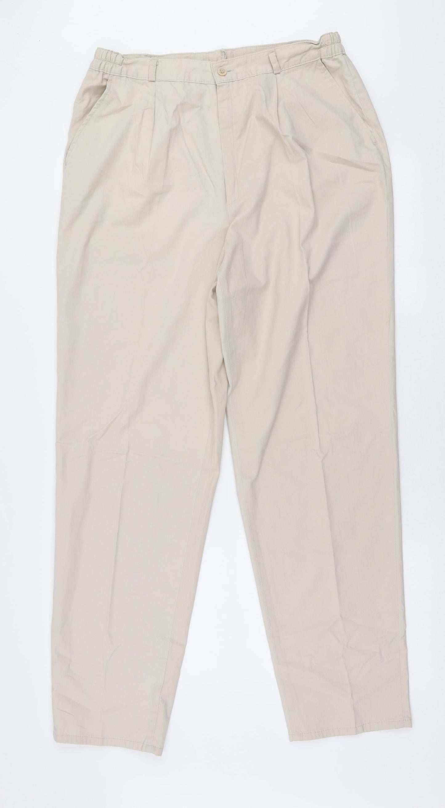 City Look Womens Beige  Polyester Chino Trousers Size 32 in L30 in Regular Zip