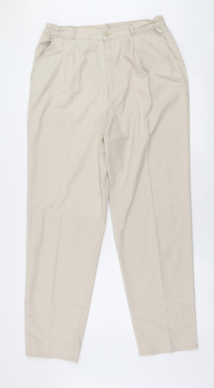 City Look Womens Beige  Polyester Chino Trousers Size 32 in L30 in Regular Zip