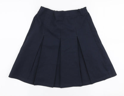 Marks and Spencer Girls Blue  Polyester Pleated Skirt Size 8-9 Years  Regular Zip