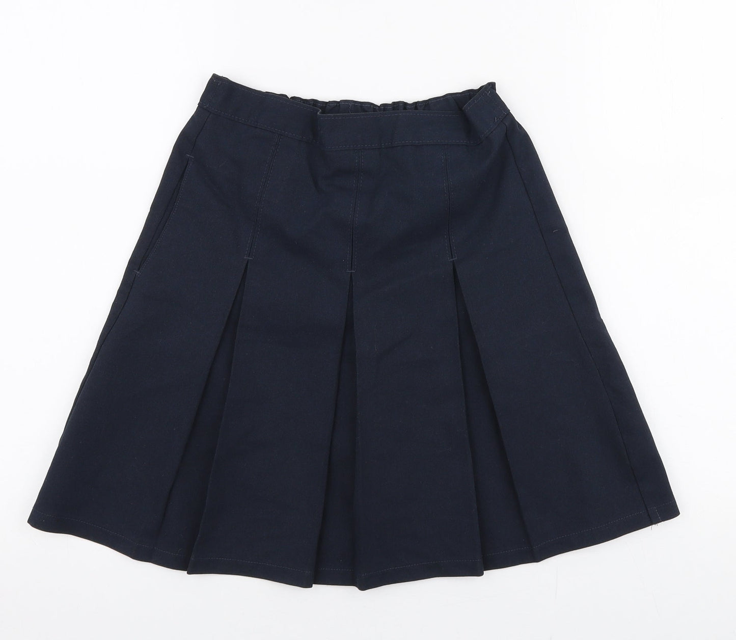 Marks and Spencer Girls Blue  Polyester Pleated Skirt Size 8-9 Years  Regular Zip