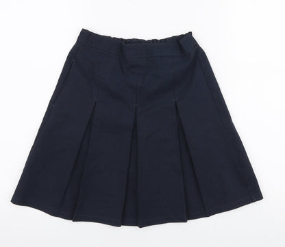 Marks and Spencer Girls Blue  Polyester Pleated Skirt Size 8-9 Years  Regular Zip