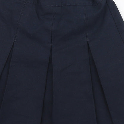 Marks and Spencer Girls Blue  Polyester Pleated Skirt Size 8-9 Years  Regular Zip