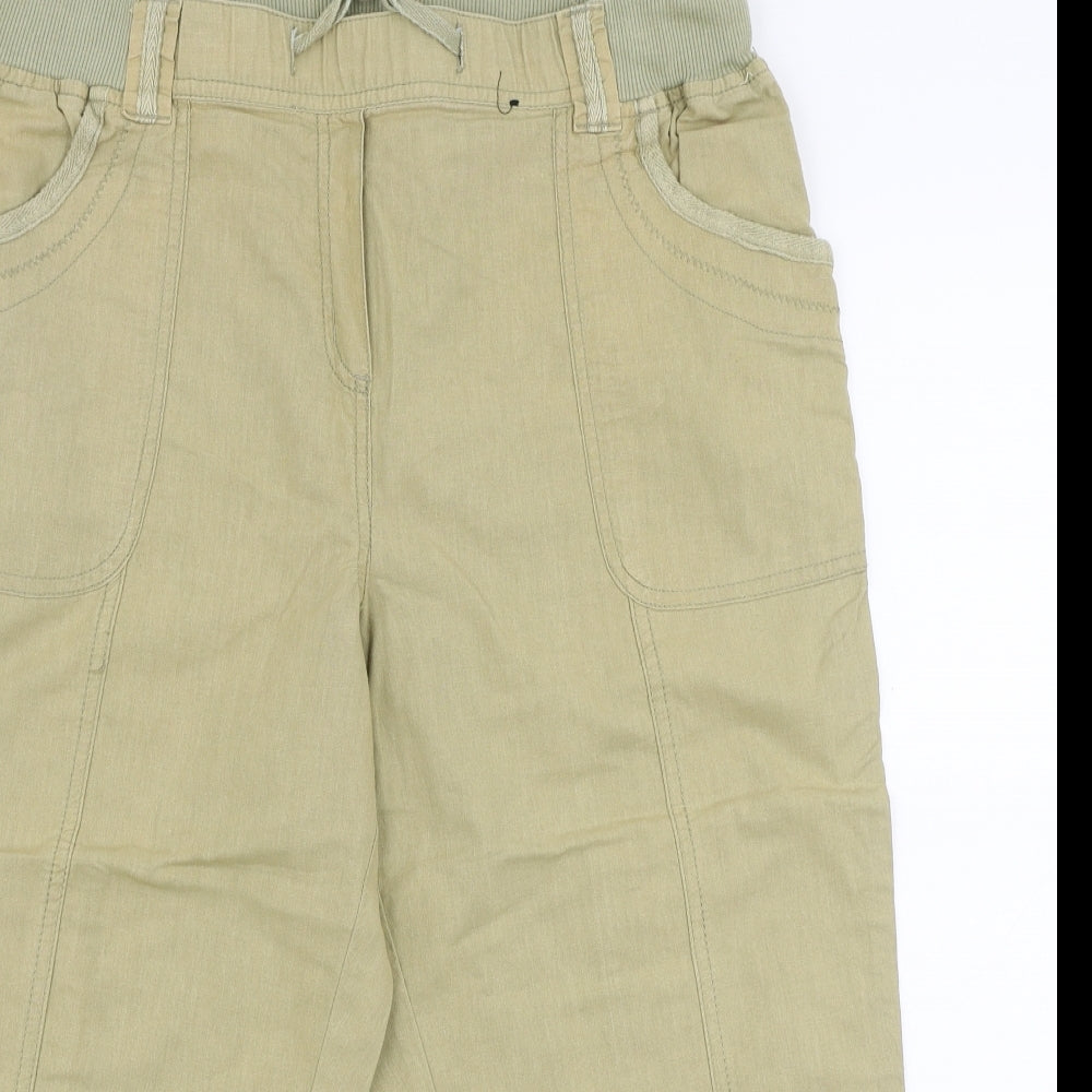 BM Womens Beige  Cotton Capri Trousers Size 14  Regular Drawstring
