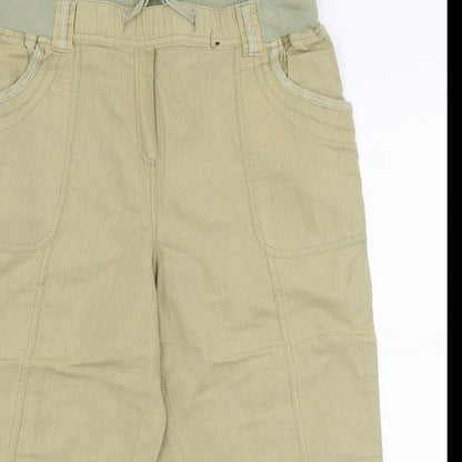 BM Womens Beige  Cotton Capri Trousers Size 14  Regular Drawstring
