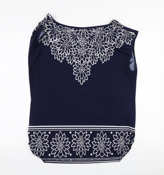 Womens UK Size 12 Apricot Blue Basic Blouse
