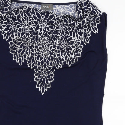 Womens UK Size 12 Apricot Blue Basic Blouse