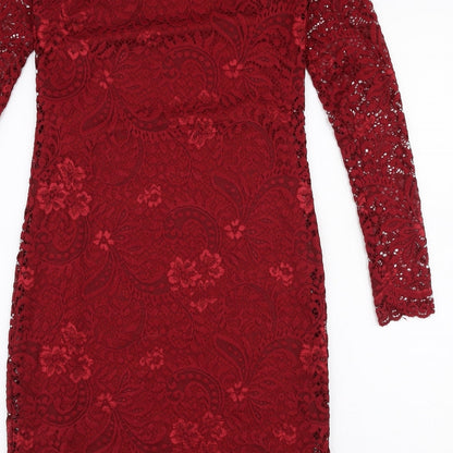 VERO MODA Womens Red  Polyester Pencil Dress  Size S  V-Neck Pullover