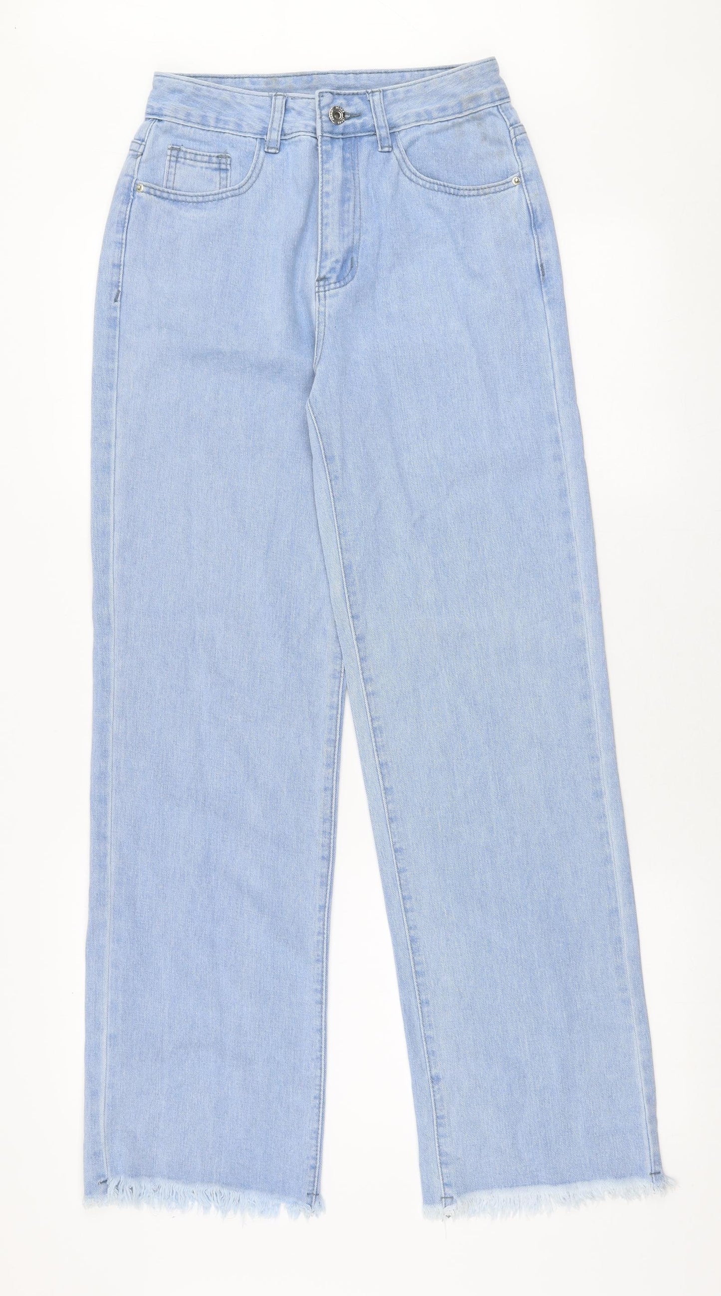 SheIn Womens Blue  Cotton Mom Jeans Size XS L30 in Regular Zip