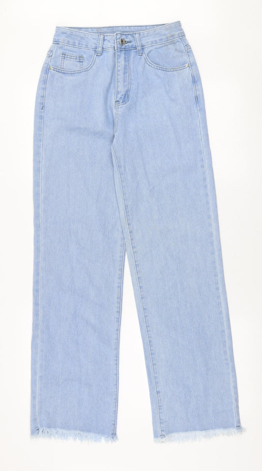 SheIn Womens Blue  Cotton Mom Jeans Size XS L30 in Regular Zip