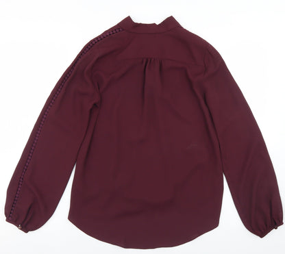 Miss Selfridge Womens Purple  Polyester Basic Blouse Size 6 V-Neck