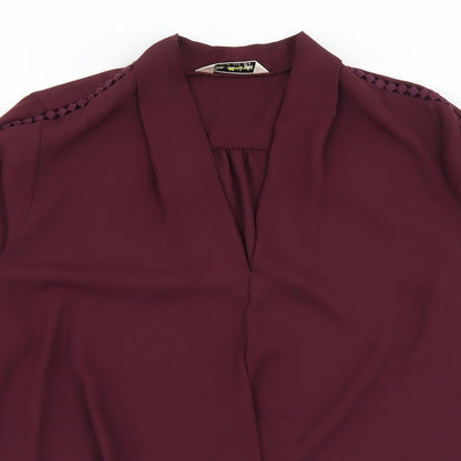 Miss Selfridge Womens Purple  Polyester Basic Blouse Size 6 V-Neck