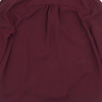 Miss Selfridge Womens Purple  Polyester Basic Blouse Size 6 V-Neck