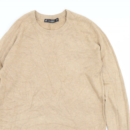 Dunnes Stores Mens Beige Crew Neck  Viscose Pullover Jumper Size S