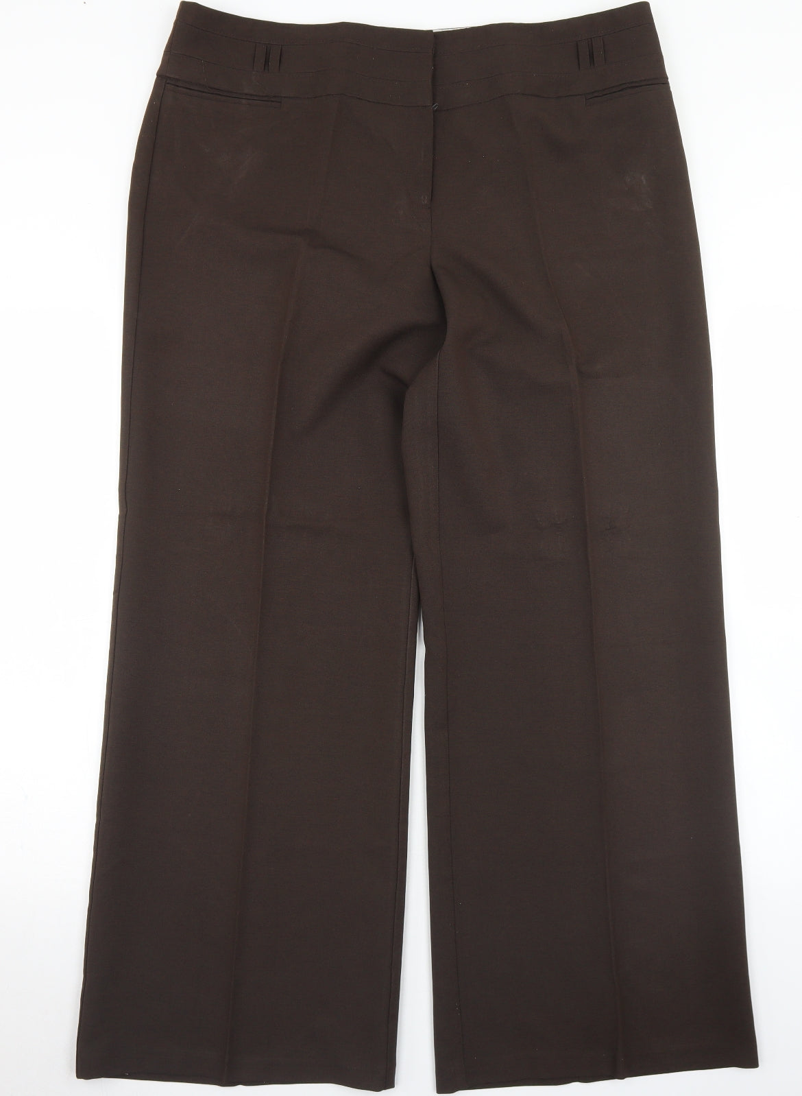 E-vie Womens Brown  Polyester Dress Pants Trousers Size 16 L28 in Regular Hook & Eye
