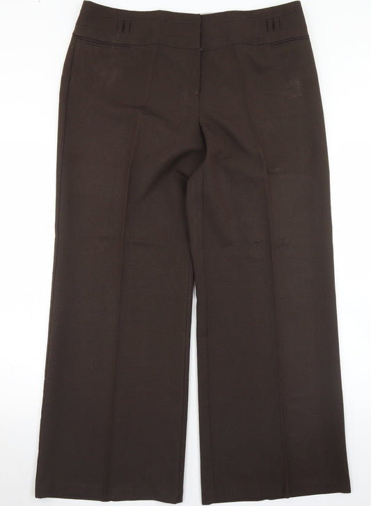 E-vie Womens Brown  Polyester Dress Pants Trousers Size 16 L28 in Regular Hook & Eye