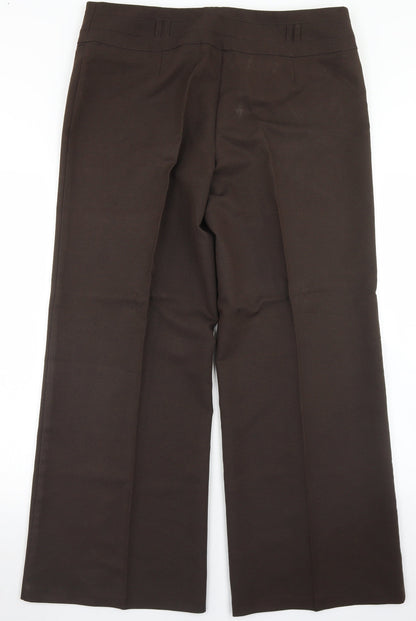 E-vie Womens Brown  Polyester Dress Pants Trousers Size 16 L28 in Regular Hook & Eye