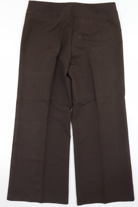 E-vie Womens Brown  Polyester Dress Pants Trousers Size 16 L28 in Regular Hook & Eye