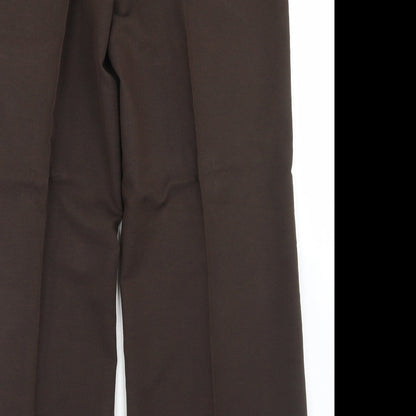 E-vie Womens Brown  Polyester Dress Pants Trousers Size 16 L28 in Regular Hook & Eye