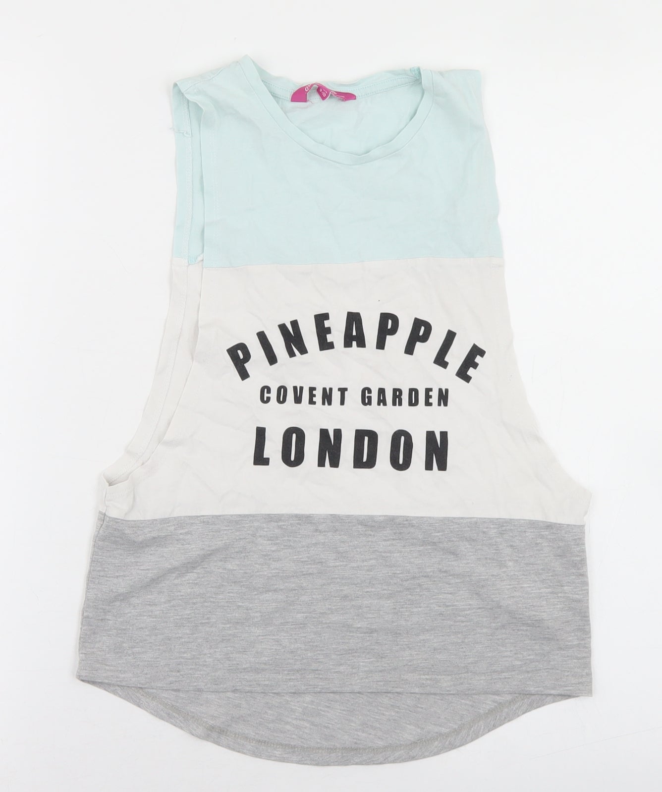 Pineapple Girls Multicoloured Colourblock Cotton Basic Tank Size 9-10 Years Crew Neck