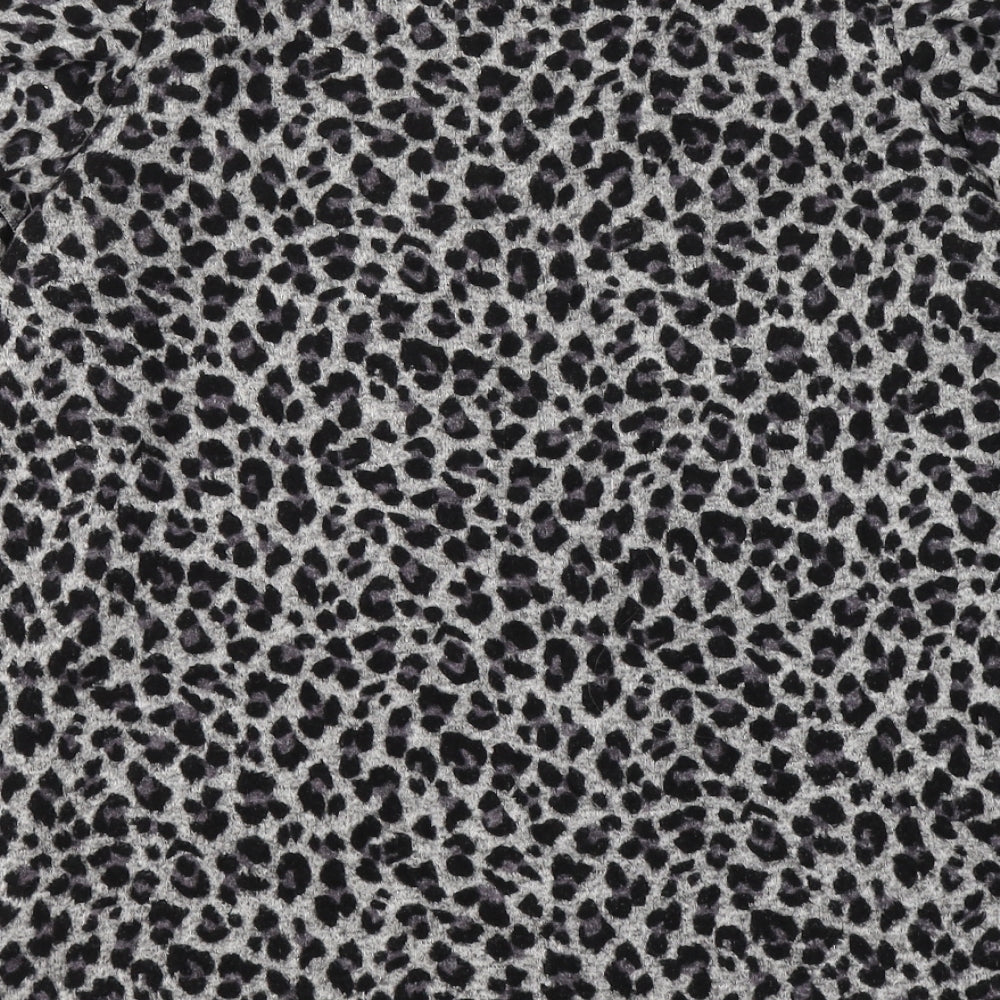 F&F Womens Grey Round Neck Animal Print Viscose Pullover Jumper Size 10