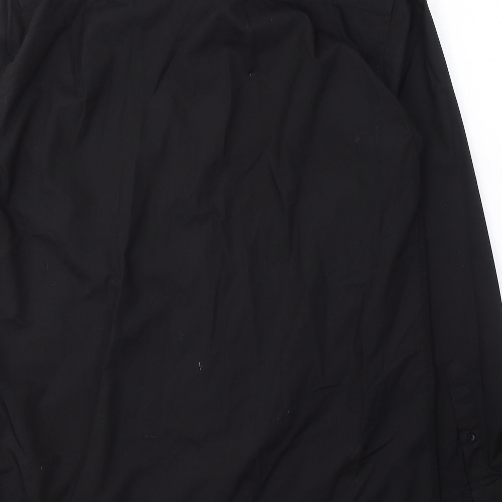 George Mens Black  Polyester  Button-Up Size 15 Collared Button