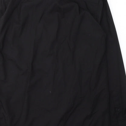 George Mens Black  Polyester  Button-Up Size 15 Collared Button