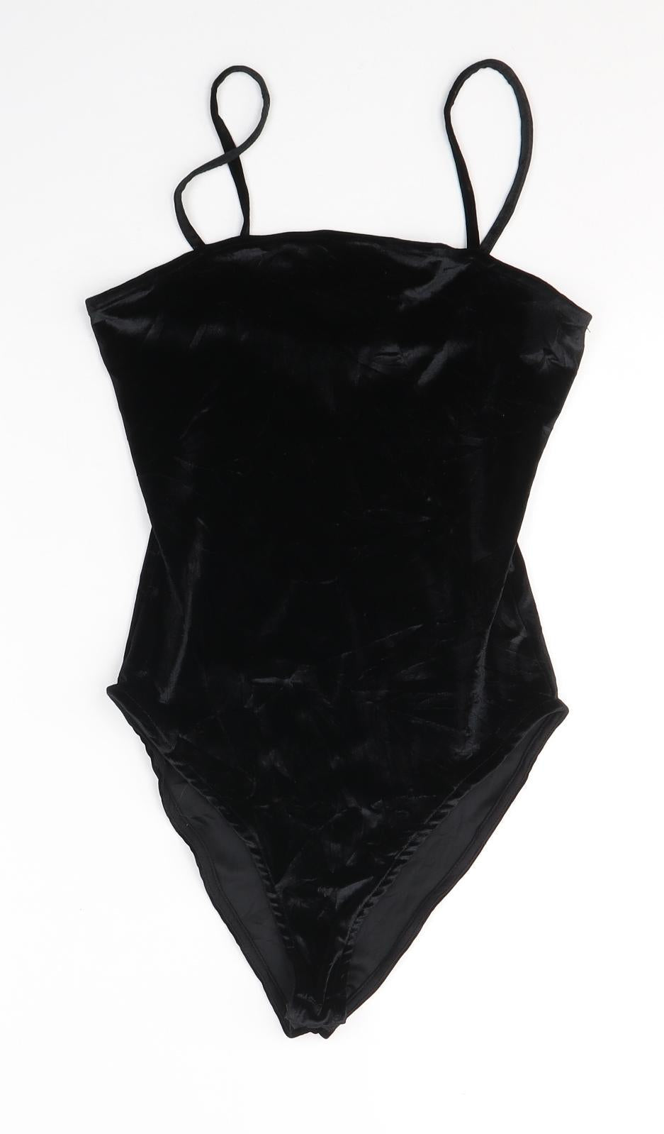 Primark Womens Black  Polyester Bodysuit One-Piece Size 6  Button