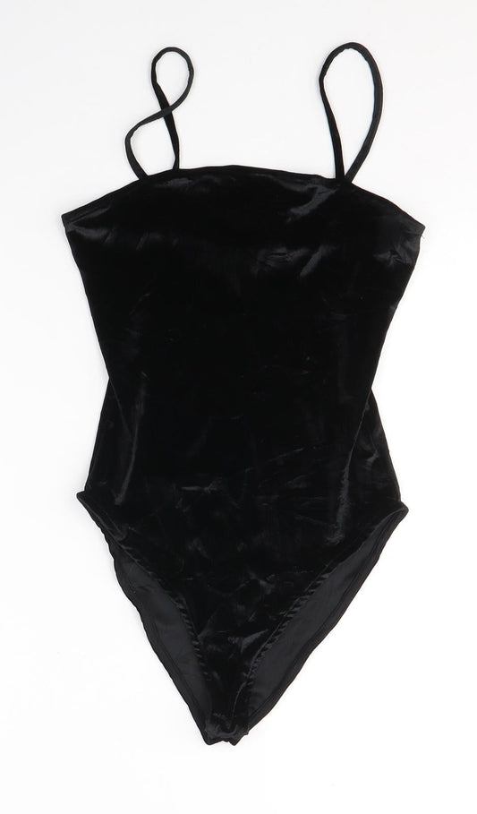 Primark Womens Black  Polyester Bodysuit One-Piece Size 6  Button
