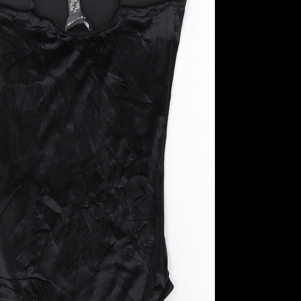 Primark Womens Black  Polyester Bodysuit One-Piece Size 6  Button