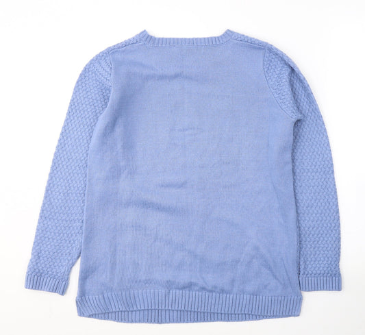 Womens UK Size 10 Isle Blue Pullover Jumper