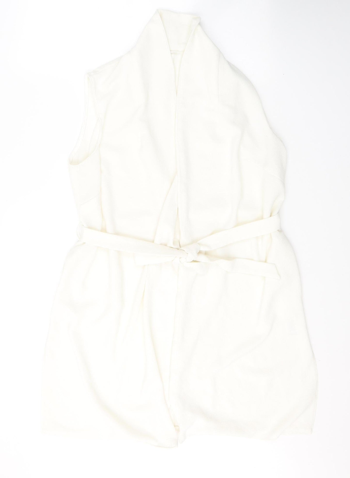 F&F Womens White V-Neck  Polyester Cardigan Jumper Size 14