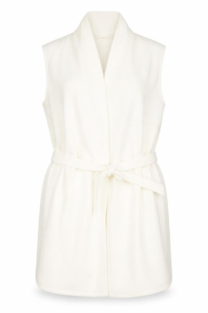Front view of F&F women’s white v-neck polyester cardigan jumper, size UK 14