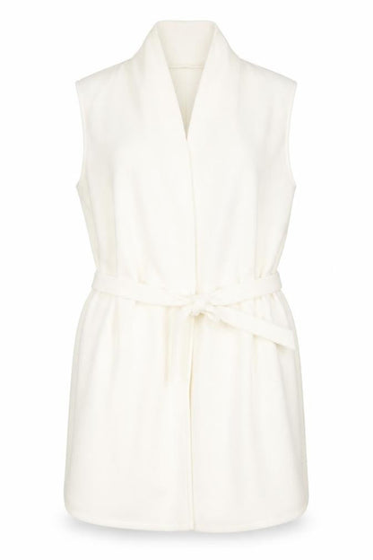 Front view of F&F women’s white v-neck polyester cardigan jumper, size UK 14
