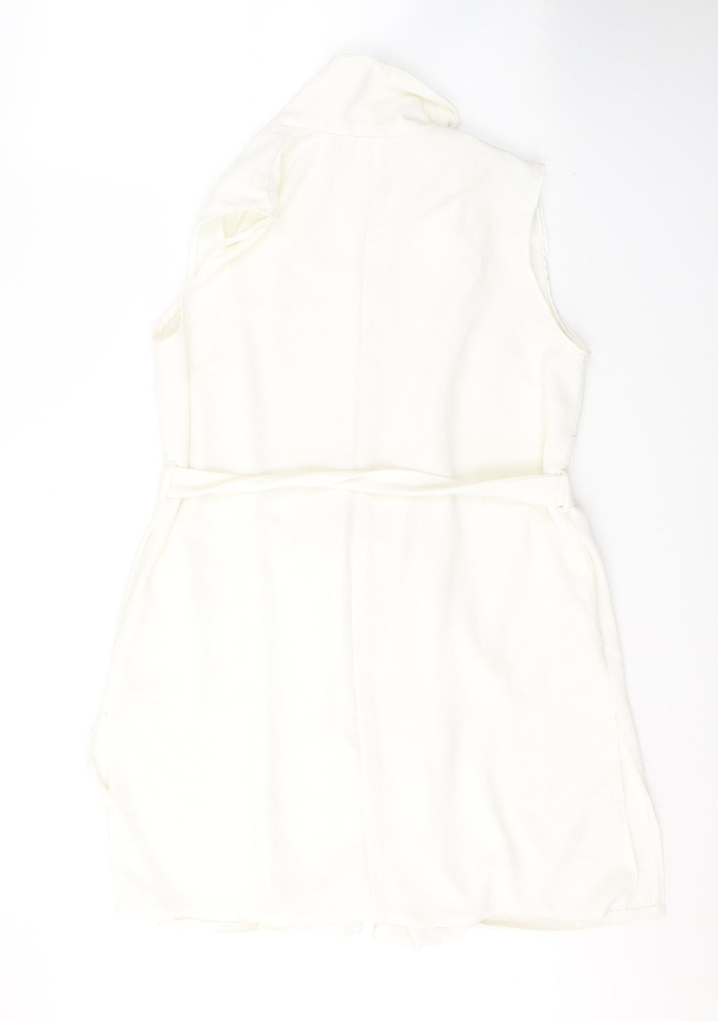 F&F Womens White V-Neck  Polyester Cardigan Jumper Size 14