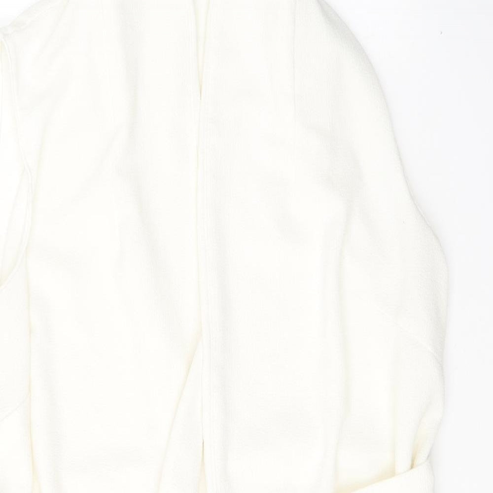 F&F Womens White V-Neck  Polyester Cardigan Jumper Size 14